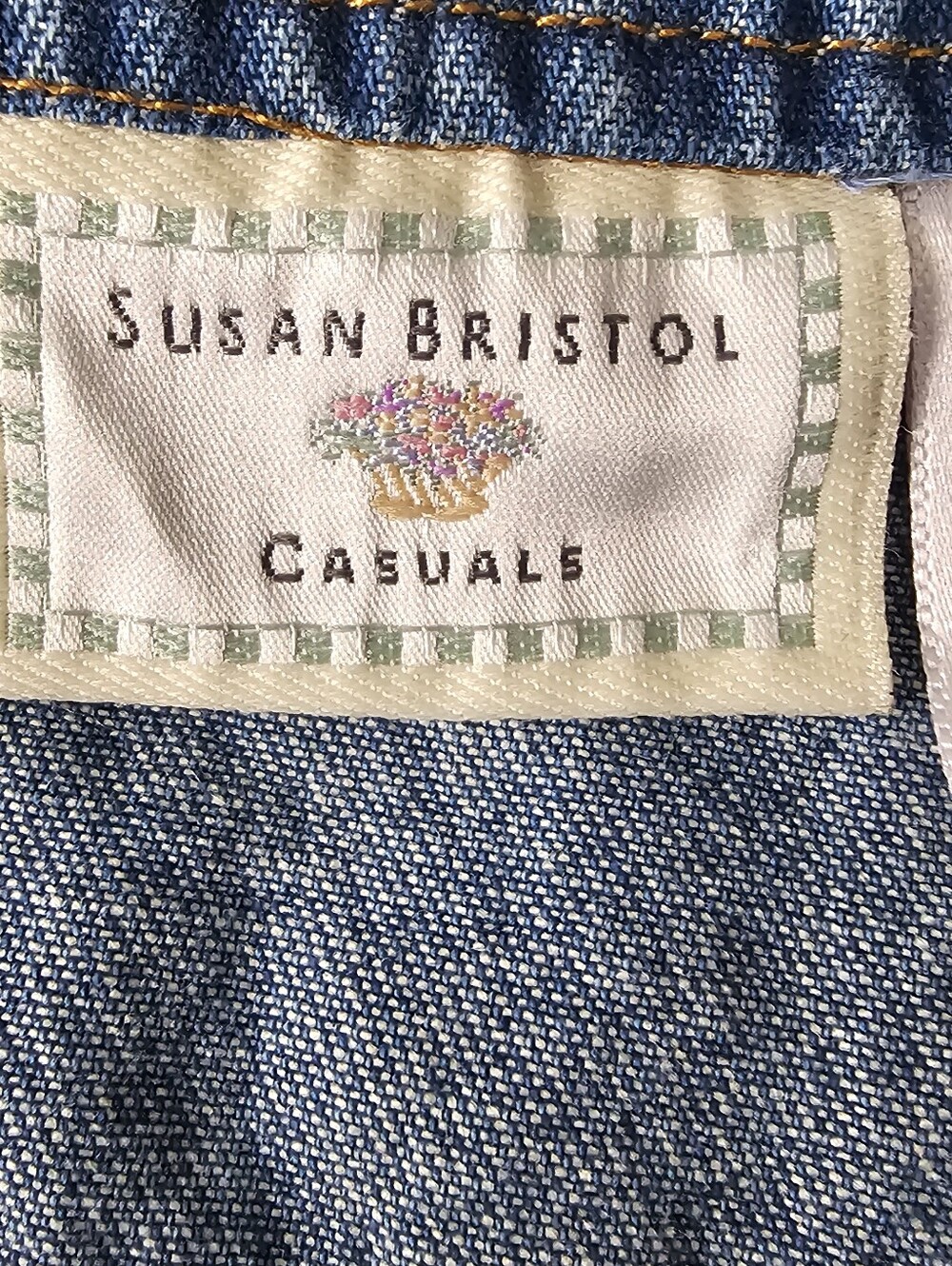 Vintage Susan Bristol Denim Velvet Patchwork Vest Large Cottagecore - Picture 2 of 8